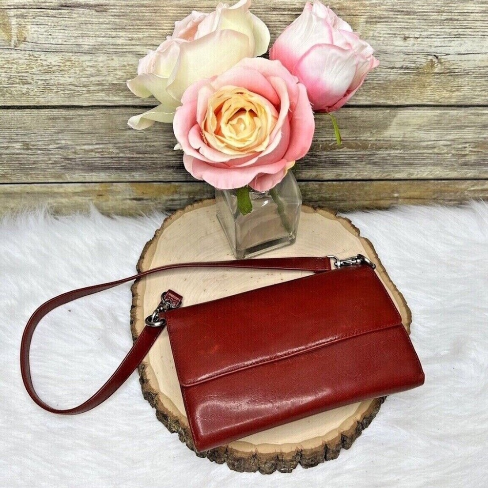 Hobo International Red Genuine Leather Purse Shoulder Bag Organizer Wallet